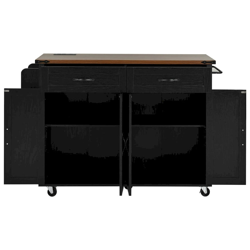 Carrello da cucina su ruote Black / White Farmhouse con anta a ribalta, uso individuale