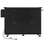 Carrello da cucina su ruote Black / White Farmhouse con anta a ribalta, uso individuale