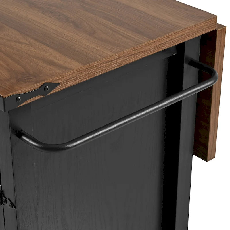 Carrello da cucina su ruote Black / White Farmhouse con anta a ribalta, uso individuale