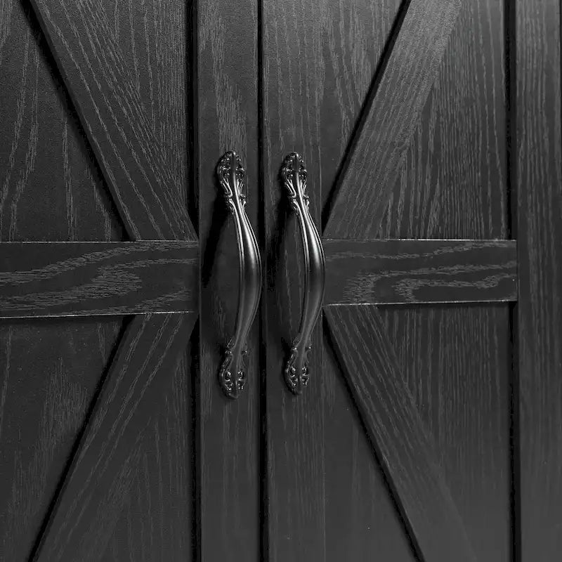 Carrello da cucina su ruote Black / White Farmhouse con anta a ribalta, uso individuale