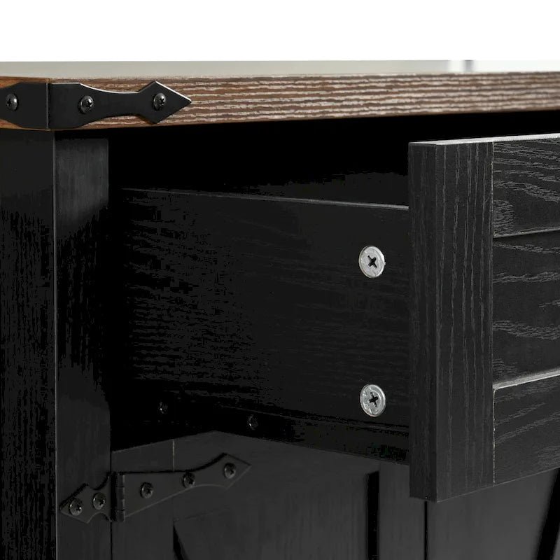 Carrello da cucina su ruote Black / White Farmhouse con anta a ribalta, uso individuale