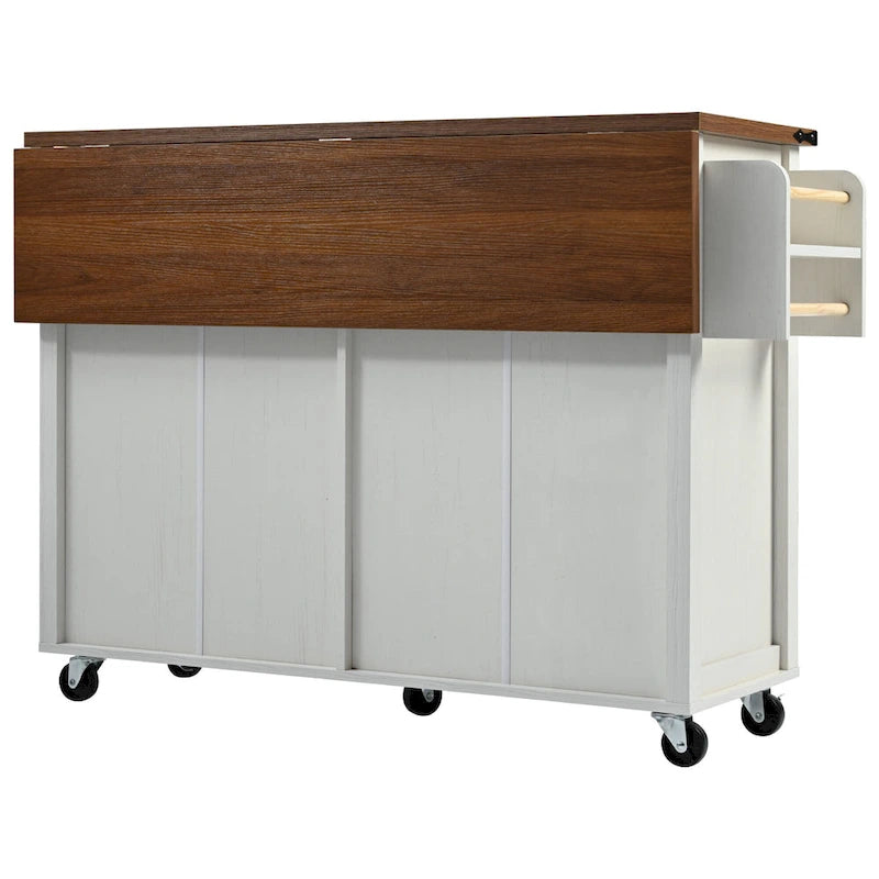 Carrello da cucina su ruote Black / White Farmhouse con anta a ribalta, uso individuale