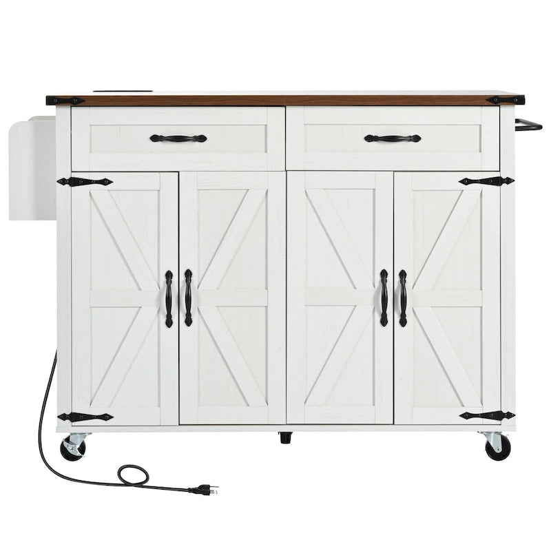 Carrello da cucina su ruote Black / White Farmhouse con anta a ribalta, uso individuale