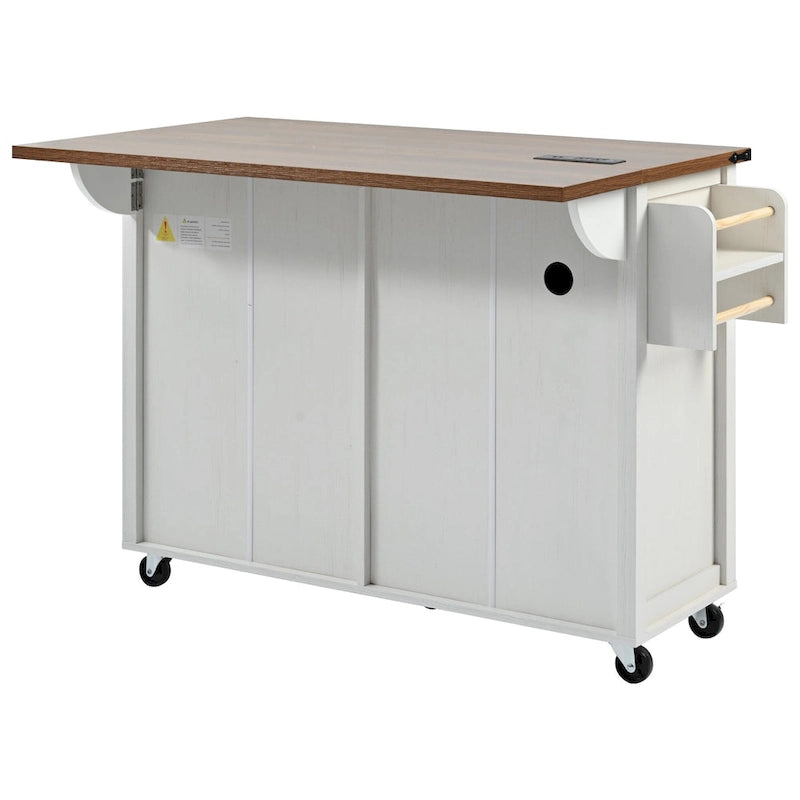 Carrello da cucina su ruote Black / White Farmhouse con anta a ribalta, uso individuale