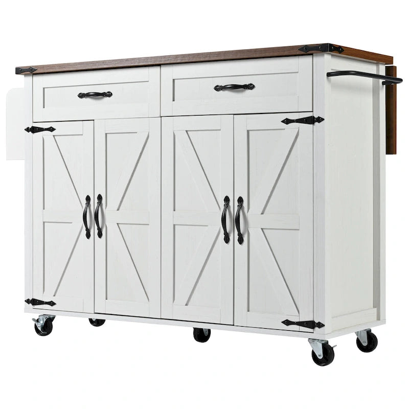 Carrello da cucina su ruote Black / White Farmhouse con anta a ribalta, uso individuale