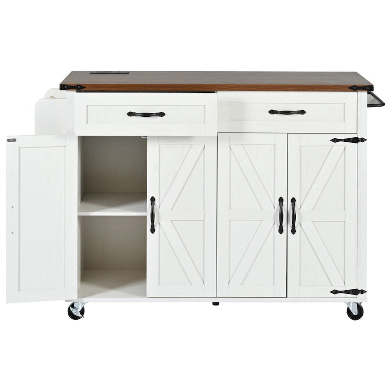 Carrello da cucina su ruote Black / White Farmhouse con anta a ribalta, uso individuale