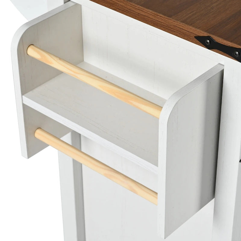 Carrello da cucina su ruote Black / White Farmhouse con anta a ribalta, uso individuale