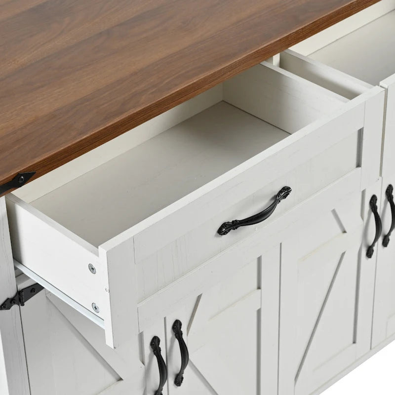 Carrello da cucina su ruote Black / White Farmhouse con anta a ribalta, uso individuale
