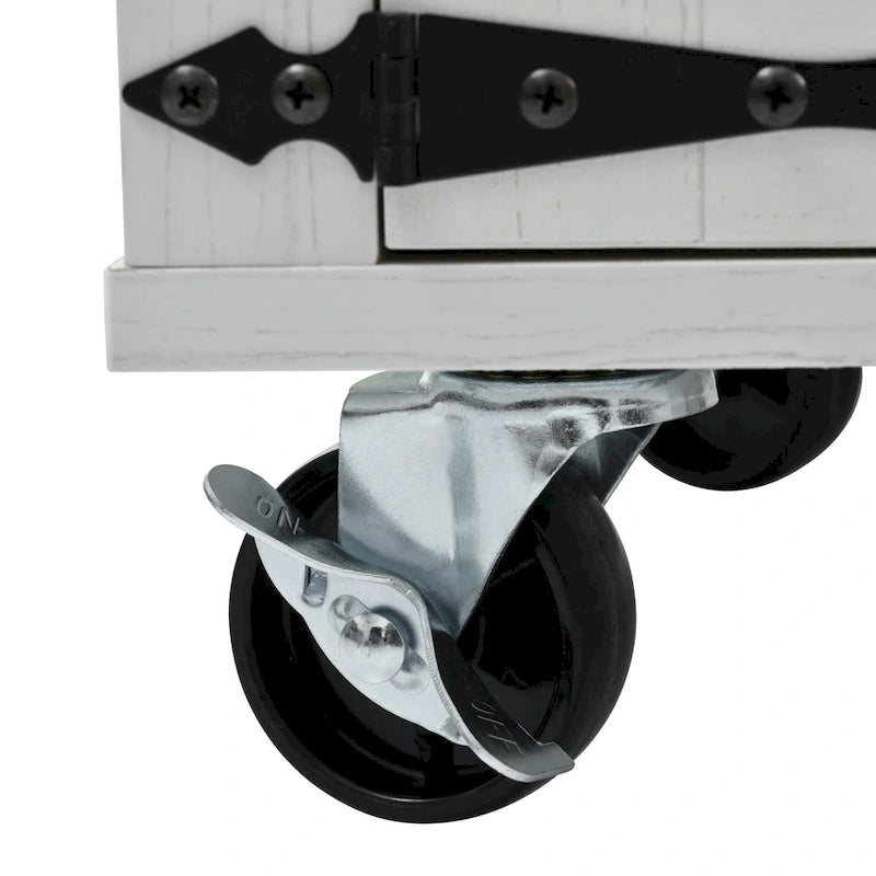 Carrello da cucina su ruote Black / White Farmhouse con anta a ribalta, uso individuale