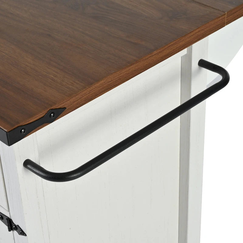 Carrello da cucina su ruote Black / White Farmhouse con anta a ribalta, uso individuale