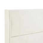 Letto a piattaforma in velluto beige con testiera ad ali, Queen/King, 2 persone