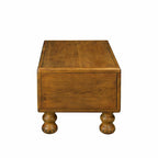 Tavolino rettangolare antico marrone ed espresso con 4 cassetti