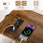 Consolle rustico industriale con prese di corrente e porte USB, bicolore, 1 persona