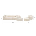 Divano componibile a curva Light Beige con chaise longue, 4-5 posti a sedere