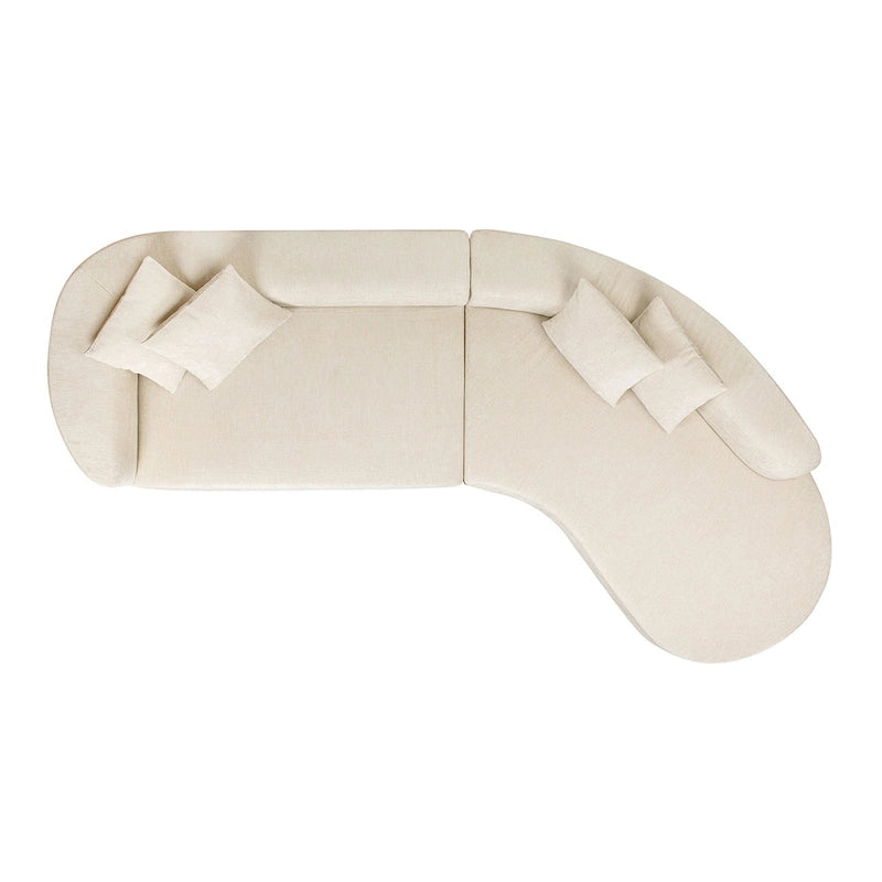 Divano componibile a curva Light Beige con chaise longue, 4-5 posti a sedere