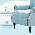 Poltrona imbottita in poliestere verde/beige/grigio con borchie decorative, set da 2 pezzi
