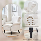 Poltrona imbottita in poliestere verde/beige/grigio con borchie decorative, set da 2 pezzi