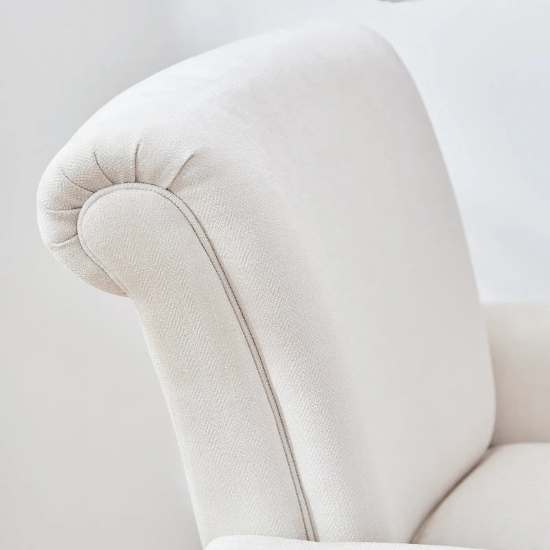 Poltrona imbottita in poliestere verde/beige/grigio con borchie decorative, set da 2 pezzi