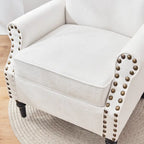 Poltrona imbottita in poliestere verde/beige/grigio con borchie decorative, set da 2 pezzi