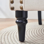 Poltrona imbottita in poliestere verde/beige/grigio con borchie decorative, set da 2 pezzi