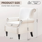 Poltrona imbottita in poliestere verde/beige/grigio con borchie decorative, set da 2 pezzi