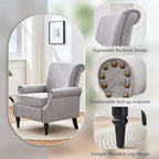 Poltrona imbottita in poliestere verde/beige/grigio con borchie decorative, set da 2 pezzi