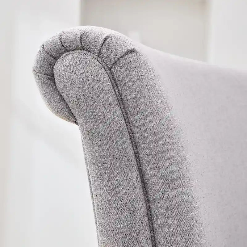 Poltrona imbottita in poliestere verde/beige/grigio con borchie decorative, set da 2 pezzi