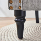 Poltrona imbottita in poliestere verde/beige/grigio con borchie decorative, set da 2 pezzi